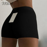 2020 Summer Knit Shorts Cotton White Women Casual Mini Black Sexy High Waist Ribber Streetwear Basic Biker