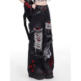 Fongt Girls Loosely Languidly And Slacken Jeans Children Punk Retro Waterwash Fashion Casual Trousers