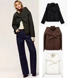 Fongt Women's Clothing 2025 New Korean Version Of Susture Loose Removable Scarf Cotton Jacket Jacket