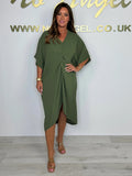 Fongt Summer New Leisure Loose Shoulder Sleeves Pure Color Irregular Kinesion Dress