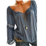Hollow Lace Stitching Solid Long Sleeve