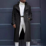 Fongt New Fashion Solid Color Collar Long-Sleeved Gentleman Coat Autumn And Winter Loose Coat In The Long Wind
