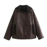 Fongt And Autumn Women's Fashion Temperament Collar Hot Double-Sided Jacket Pocket Coat D1 2439