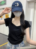 Fongt Short-Sleeved T-Shirt Women's Wear 2024 New Thin Temperament Summer Leisure Versatile Students Short