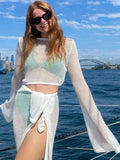 Fongt Strap Short Coat Beach Seaside Sexy Open-Fork Strap Half-Dress Two-Piece