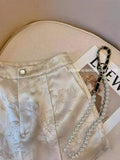 Summer Mercerized Satin Shorts White Trim A Version Of National Style Jacquard Wide-Legged Pants-Outfit