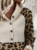 Fongt Leopard-Print Sleeve Spliced Cap Long-Sleeved Eds Coat