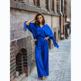 Fongt / Winter 2023 Street Style Suit Solid Color Fashion V-Tie Pantsuit 22046-Outfit