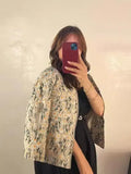 2024 Autumn / Winter New Women's Fashion Temperament Small Daisy Print Jacket Cotton Jacket-Outfit