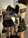 Bomber Woman Varsity Jackte Detachable Hem Vintage American Baseball Long Sleeves Coats Race Car Jackets Coat 2022