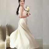 Fongt Certificate Beautiful Engagement Dress Can Wear A Simple Temperament Bow To Waist French Sling Dress