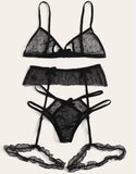 Sex Net Yarn Three-Point Set Sexy Mesh Yarn Perspective Bra Panties Garter Three-Piece Set