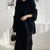 Fongt Chic Autumn And Winter Loose Large-Size Knitted Sweater + Half-Body Dress Two Sets