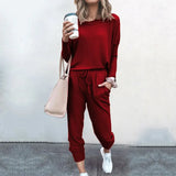 Fongt New Ebay Burst Round-Neck Solid-Color T-Shirt + Casual Trousers Fashion