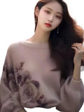 Fongt And Winter New Round Collar Collar Collar Jersey Tweed Blouse Design Sweater Temperament Lazy Blouse Woman