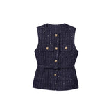 Fongt Spring New Women's Wear With Belt Metallic Wire Texture Vest Women 2132116