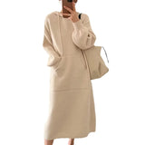 Fongt In The Long Bathroom Dress Female Autumn Dong 2024 New Loose Knit Wool Dress With Dress Inside Thick-Outfit