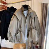 Fongt Korea's Dongdaemun Design Sense Of A Small Relaxed Leisure Drawstring Waist Workwear Windwear Coat Women's Spring And Autumn Short