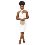 Fashion Women's Solid Color Neck Wrapped Chest Sleeveless Off-The-Shoulder Dress-Outfit