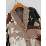 Lazy Loose Knit Outer Wear Female Cardigan Korean Fashion V-neck Single Thicken Outer Wear Women's
