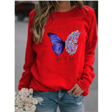 Long Sleeve O-Neck Loose Hoodie Fashion Ladies
