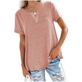 Fongt And Summer New Top V-Neck Short-Sleeved Pocket Loose T-Shirt Women-Outfit
