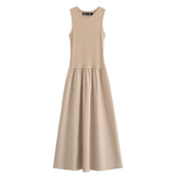 Fongt New Two-Color Splicing Sleeveless Long Vest Dress Dress