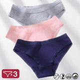 3PCS Women's Cotton Briefs Lace Ventilation Underwear Women Sexy Women's Panties Female Underpants Solid Color