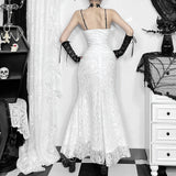 Sling Lace Tie Fishtail Dress 2024 Summer New Hot Girl Bare-Back Sexy Dress Girl-Outfit