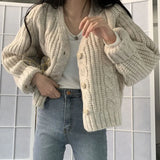 New 2021 Winter Spring Women's Sweaters V-Neck Buttons Cardigans Oversize Fashionable Korean Ladies Knitwears