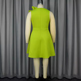 Fongt New Summer Three-Dimensional Flower Dress Party Banquet Sleeveless High Waist Dress Dress