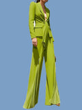 QUALITY Newest Fashion 2023 Designer Suit Set Women's Lacing Belt Blazer Pleated Zip Pants Set 2pcs