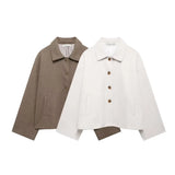 Fongt Women's Clothing Retro Casual Clip Long-Sleeved Single Buckle Hair Jacket Jacket