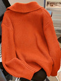 Fongt Women's Loose Korean Version Of Fashion Casual Big Collar Knitted Cardigan Coat