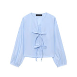 Fongt Women's Clothing 2025 New Fashion Temperament With Bow Shirt Top