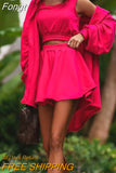 Turn Down Collar Lady Shorts Suit Women Loose Coats Shorts Three Piece Set Outfit 2023 Summer Solid Casual Tracksuit