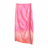 New Women Sexy Tie Dyed Printing Asymmetric Short Shirt Ladies Bow Casual Slim Blouse Roupas Chic Summer Crop Tops