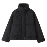 Fongt Autumn And Winter Women's Clothing Collar Quilt Cotton Jacket Jacket Paste Bag Trim Fashion Loose Casual Cotton Clothes