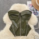 Fongt Locomotive Pure Hot Girl Breast Vest Autumn Zipper Short Design Sense Niche Beautiful Blouse Tide