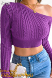 Sweater Women One Shoulder Pullover Cut Out Long Sleeve Sweaters Fall Winter Clothes Jumper Female Streetwear Knitted