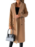 Fongt Women's Spring 2025 Coat Hair, Coat Solid Long Sleeve Double Buckle Bag Temperament Elegant