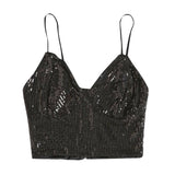 Blouse Summer New Women's Sequins With Bare Back Sexy V-Collar Suspenders-Outfit