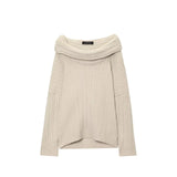 Fongt Homemade New Women's Sleeve Slot Sleeve Shoulder Knitted Sweater
