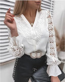 Fongt 2025Wish Exploding Shirt New Solid Color Lace V T-Shirt Women's Shirt