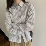 Fongt And Autumn Striped Long-Sleeved Shirt With Loose Belly Tops 2025 New Thin Casual Age-Red Shirt Wear