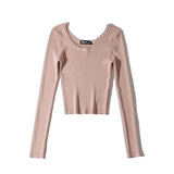 Women's Knitted Long Sleeve Solid Sweaters New Sexy Skinny Double O-neck Bottoming Knitwear 2021 Autumn Ladies Sexy Chic