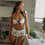 Solid-Color High-Waisted Bikini 2025 New Simple Split Swimsuit Lady Sexy