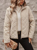 Fongt New Autumn And Winter Pure-Color Long-Sleeved Collared Quilt Elegant Loose Women's Warm Coat Tide