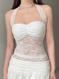 Fongt Lace Stitching Pure Lust Wind Sexy Repair Lace Splicing Neck Tie Small Vest