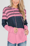 Color Block Drawstring Hooded
